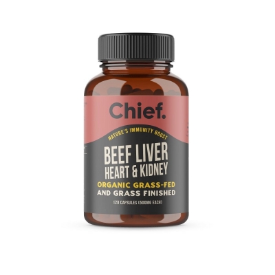 CHIEF ORGANIC BEEF LIVER, HEART & KIDNEY CAPSULES (120)