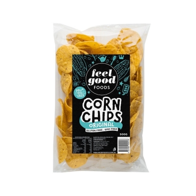 FEEL GOOD FOODS NATURAL CORN CHIPS 500g (NEW SIZING NEW PRICING)