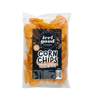 FEEL GOOD FOODS NATURAL NACHO CHEESE CORN CHIPS 500g (NEW SIZE/NEW PRICE)