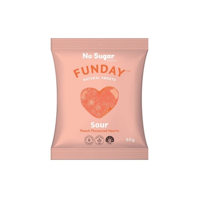 FUNDAY SWEETS - SOUR PEACH HEARTS 50g