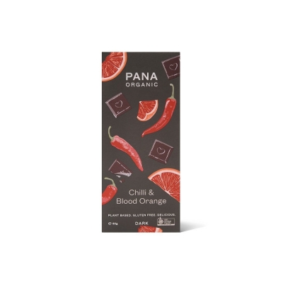PANA ORGANIC DARK CHOC - CHILLI & BLOOD ORANGE 80g